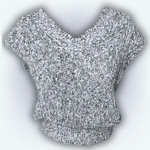 Short Sleeve Soft V Neck Knit Pullover, Marled Grey, VTG, EUC, Relaxed Fit, Sm